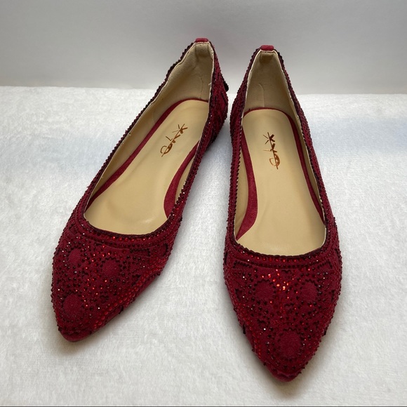 Pointed Toe Rhinestone Flats Mesh Slip On Shoes - Picture 2 of 7